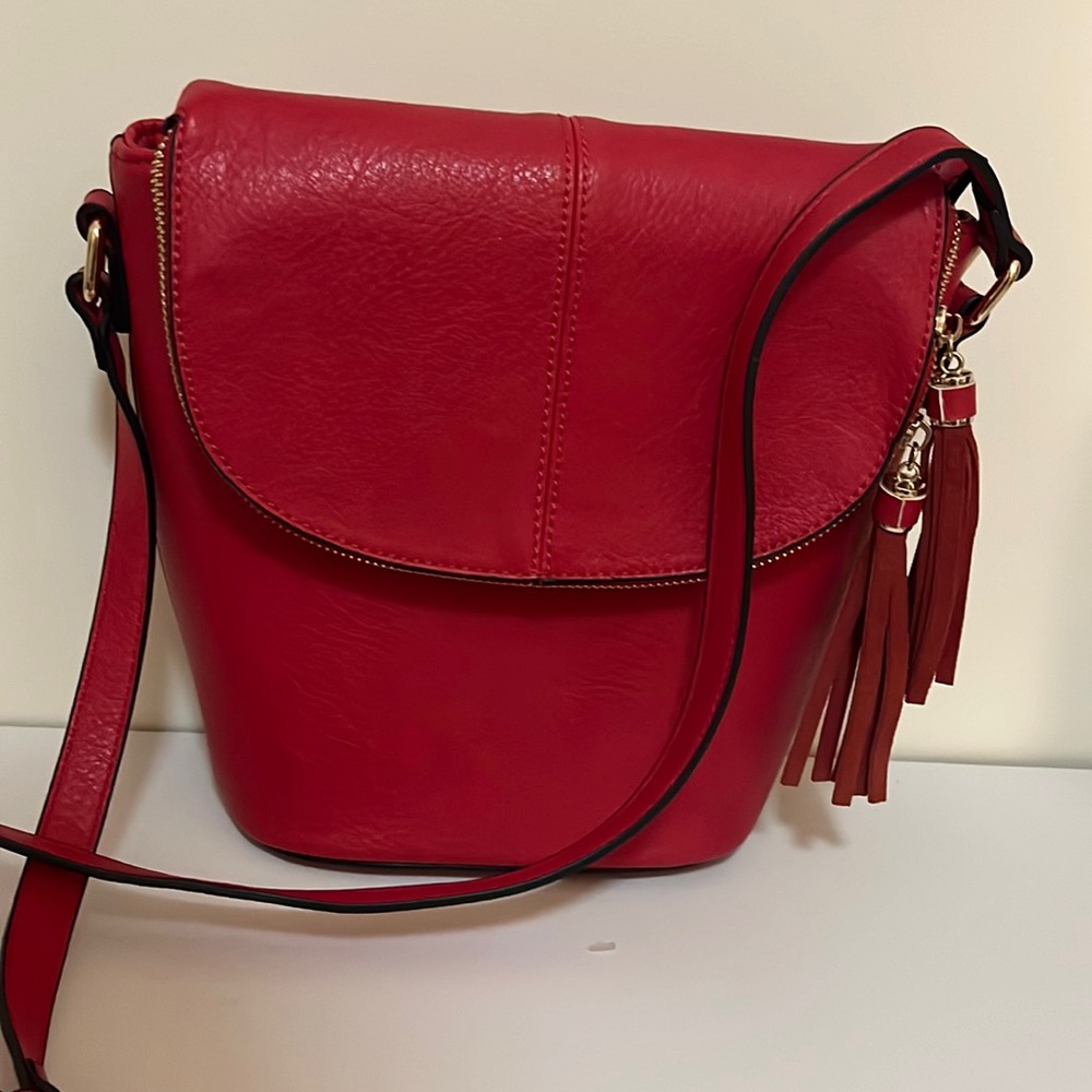 Leather Bucket Crossbody Purse
